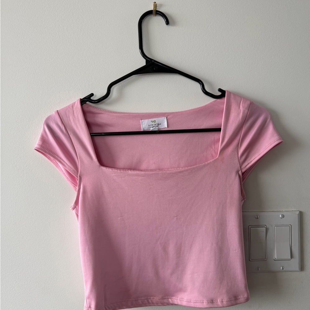 Pink Square Neck Women's Top